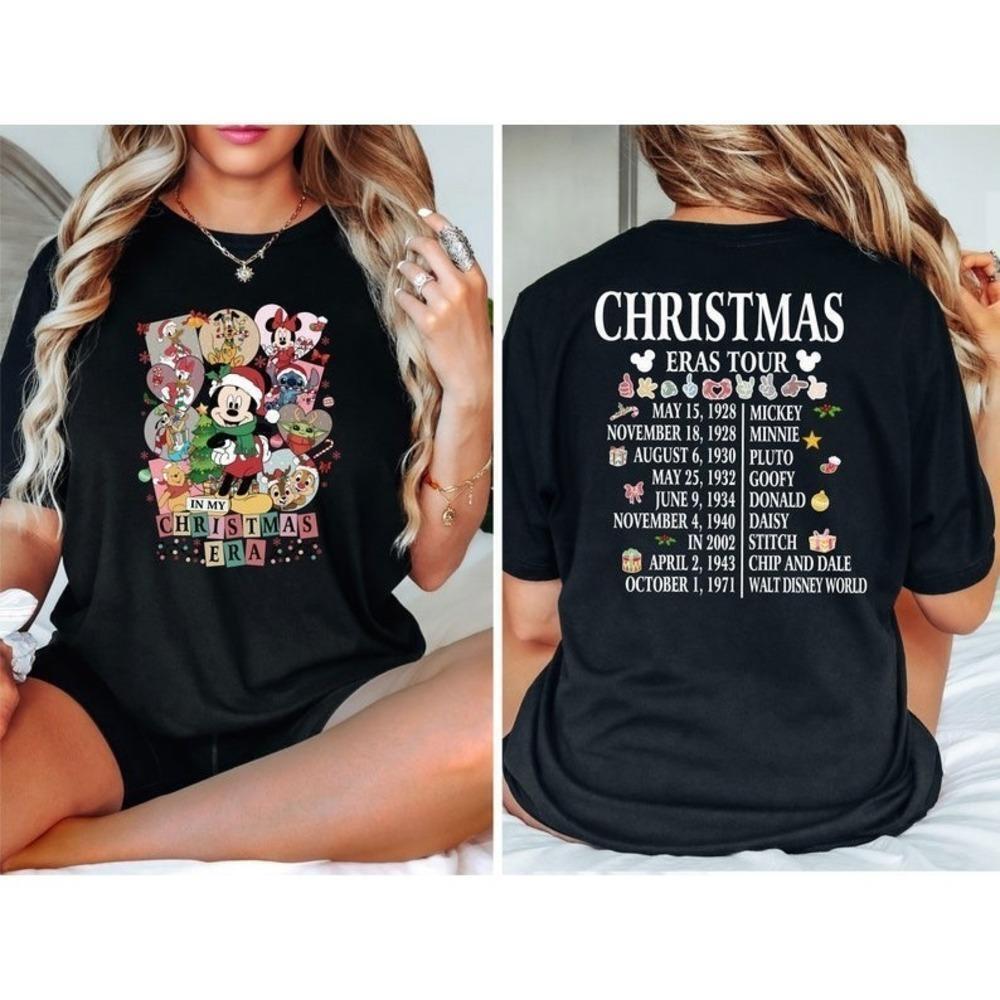 Disney Christmas Eras Tour Shirt Disney Characters 2 Sided Holiday Tee